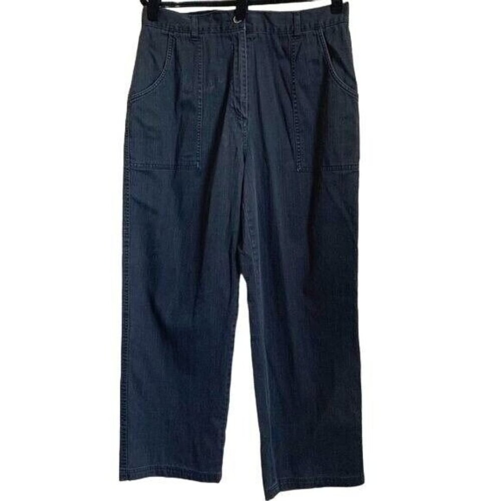 Vintage Boutique Europa 16W Textured Black Relaxed Pants High Rise 34x28
